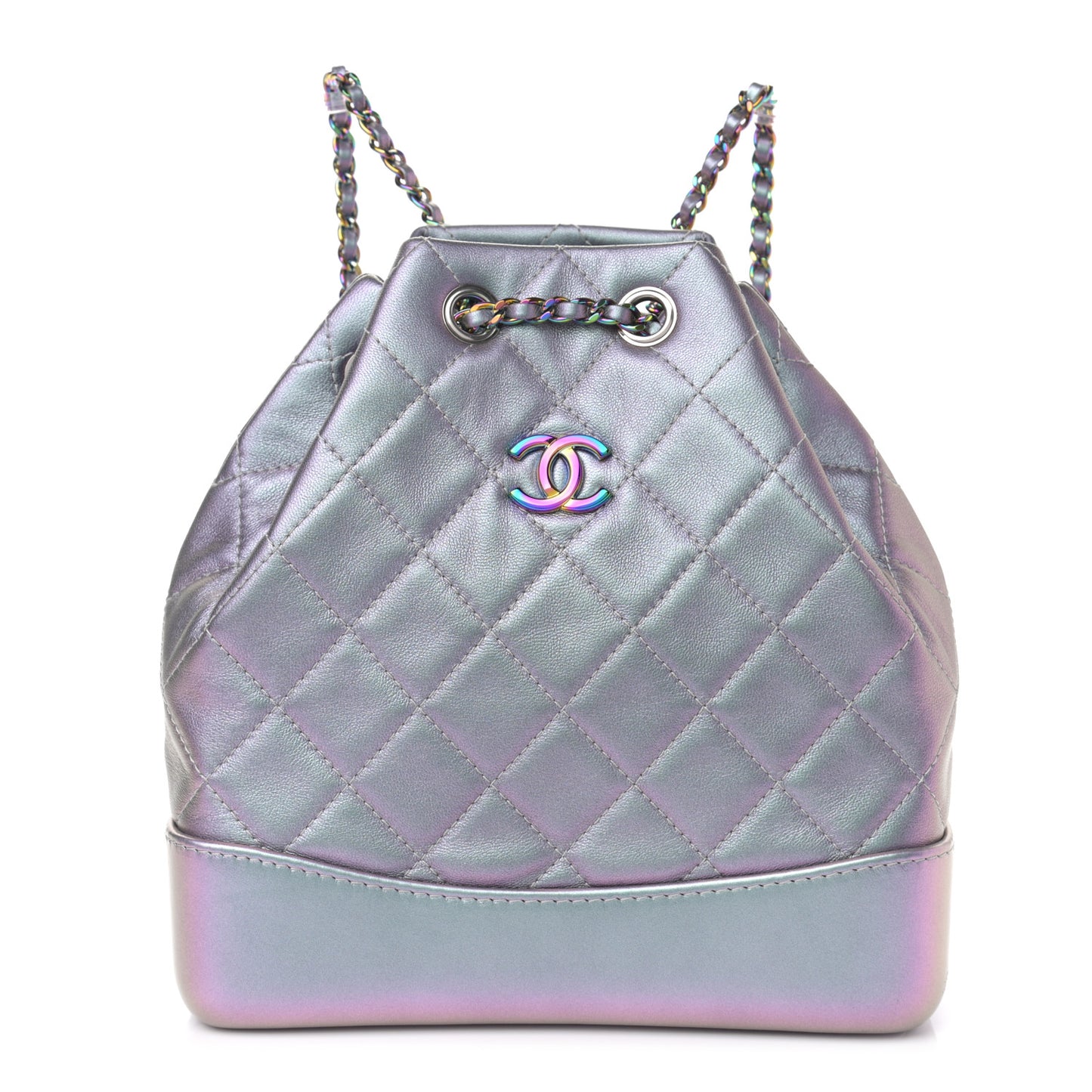 Iridescent Lambskin Calfskin Small Quilted Gabrielle Backpack Light Purple