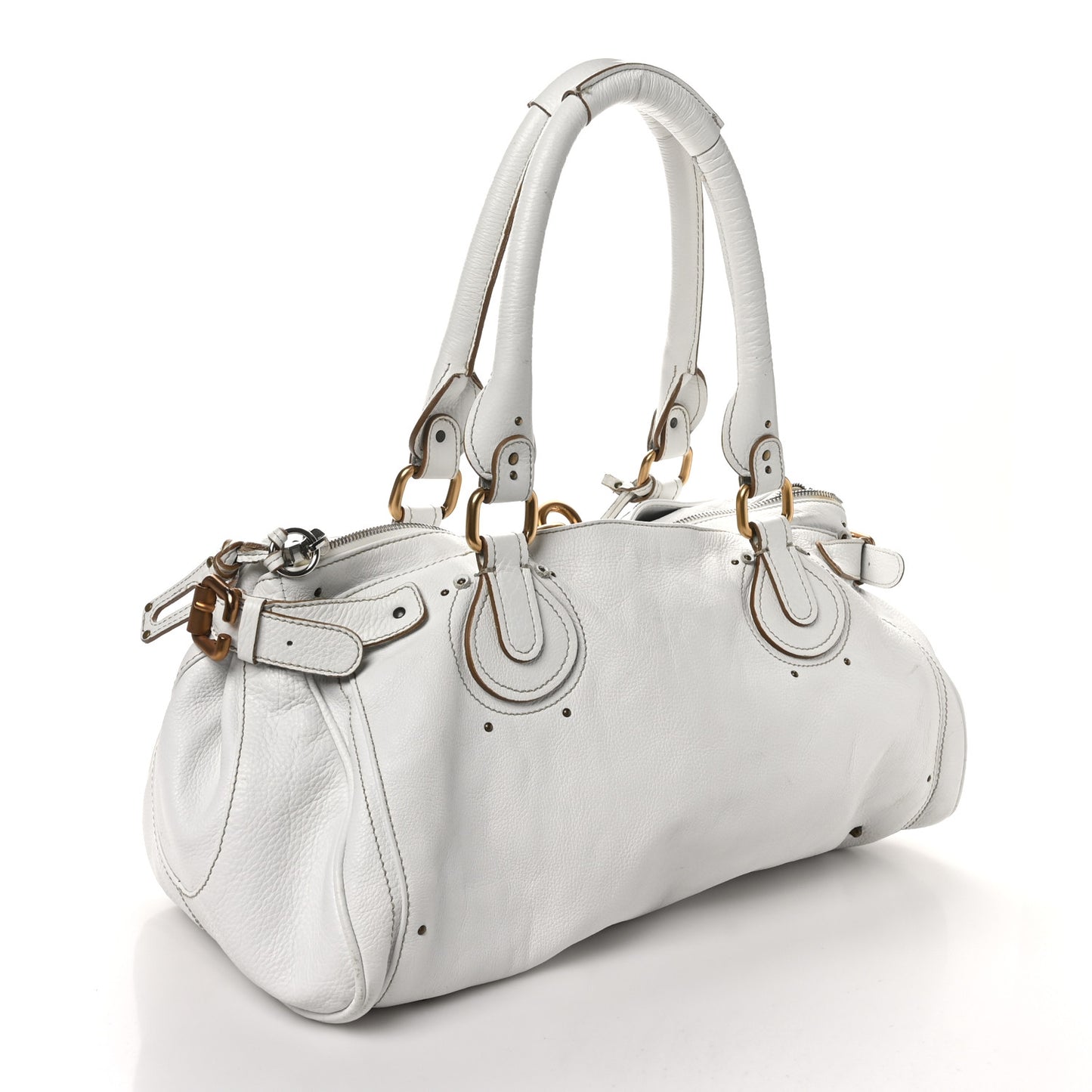 Calfskin Medium Paddington Satchel White