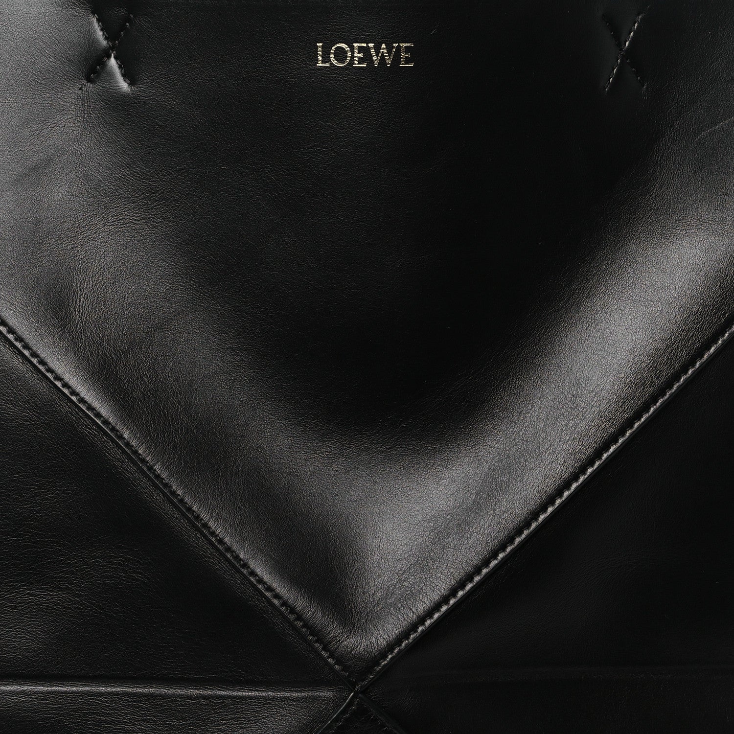 Loewe Shiny Calfskin Large Puzzle Fold Tote Black 7 of 9