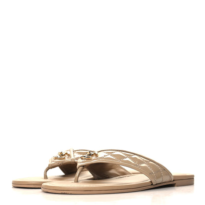 Chanel Patent Quilted CC Sandals 38.5 Beige 4 of 9