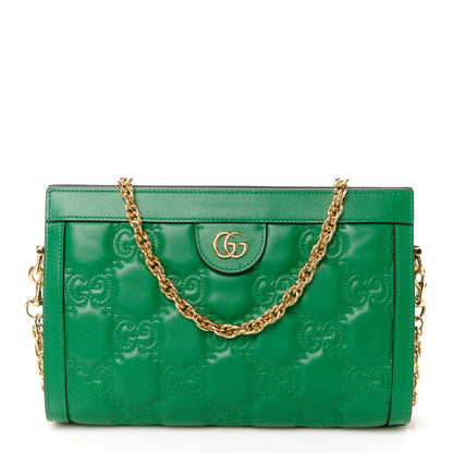 Gucci Calfskin GG Matelasse Small Slim Chain Shoulder Bag Spring Green Natural 1 of 12