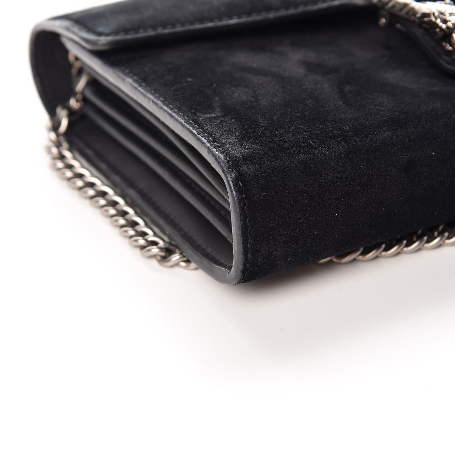 Gucci Suede Mini Dionysus Chain Wallet Black 11 of 17