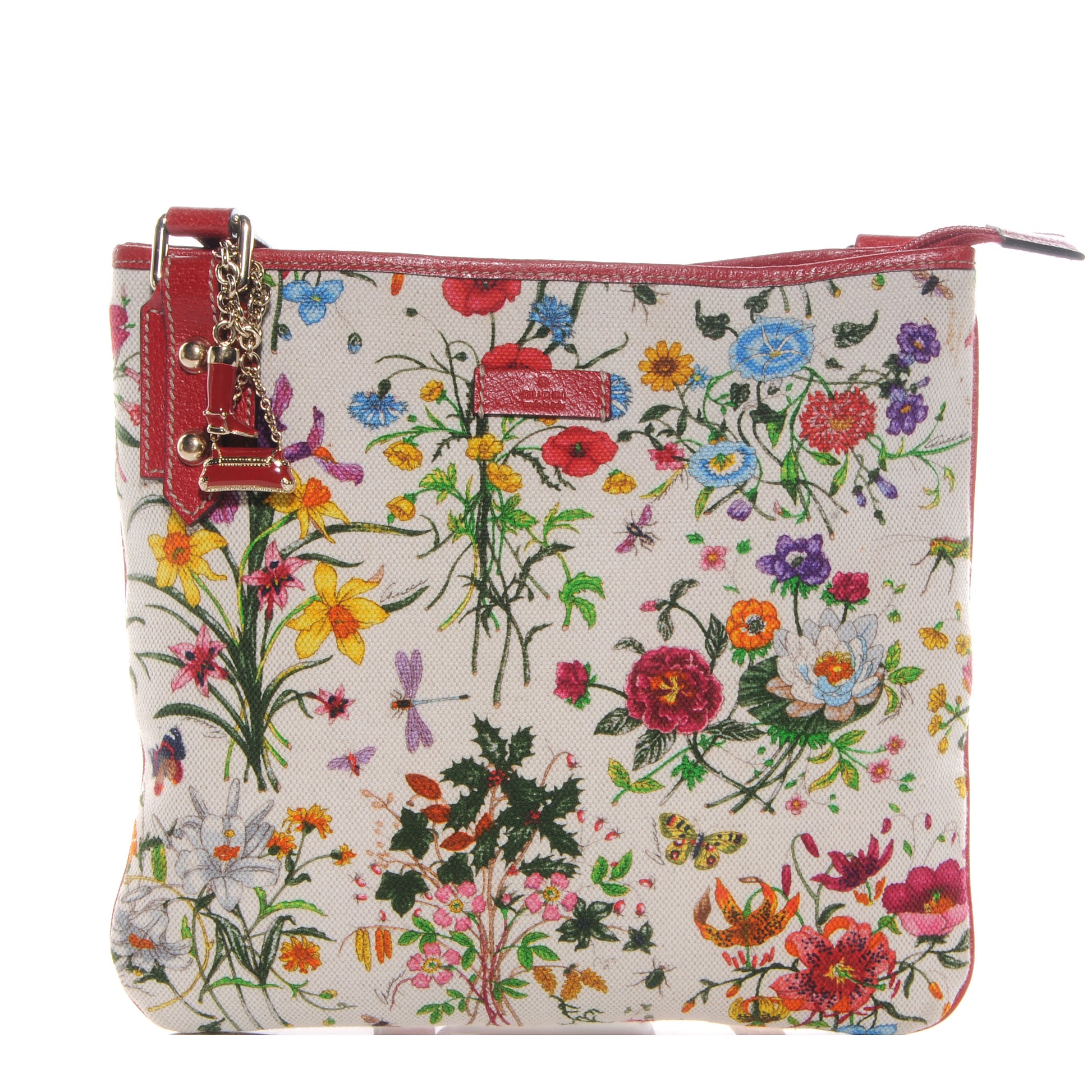 Gucci Canvas Flora Floral Crossbody Bag Red 1 of 8