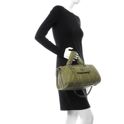 Chanel Calfskin Quilted Small Casual Riviera Bowling Bag Green 3 of 11