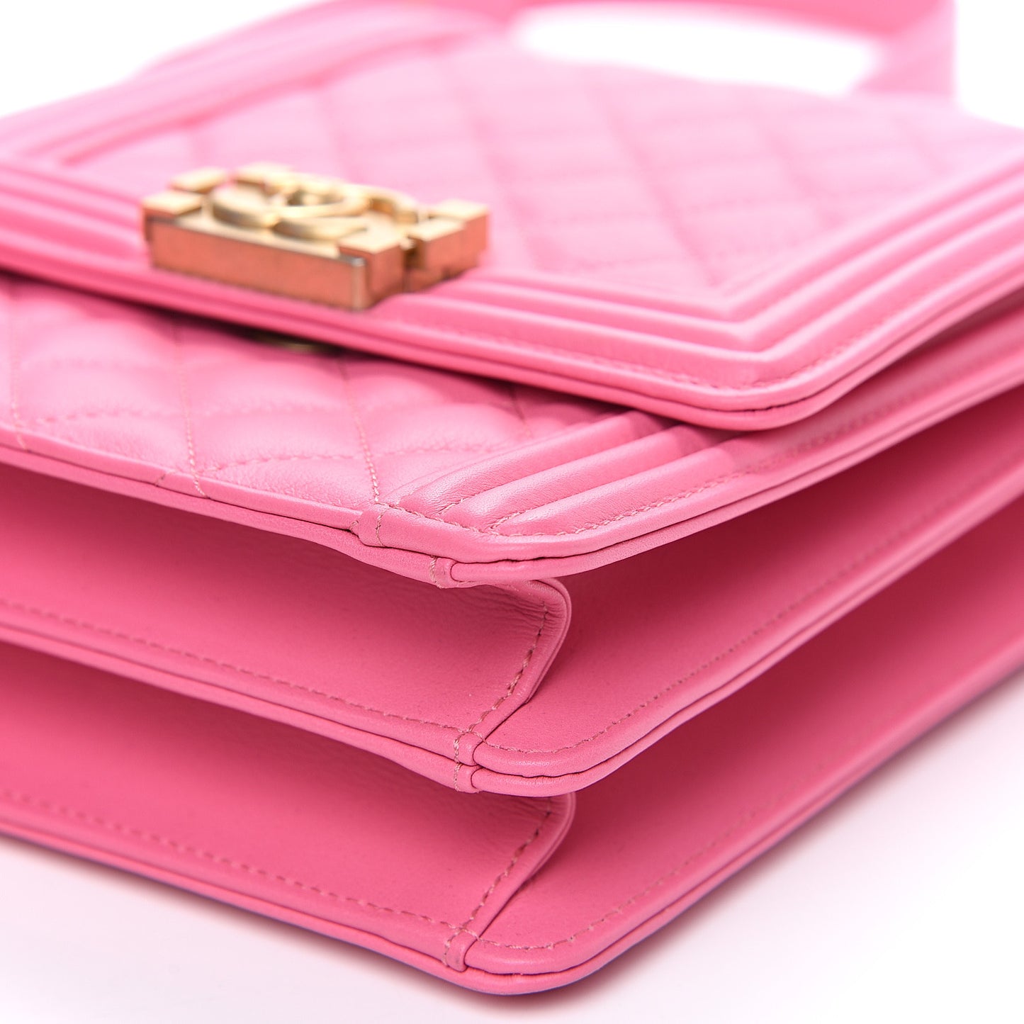 Calfskin Quilted North South Boy Flap Pink