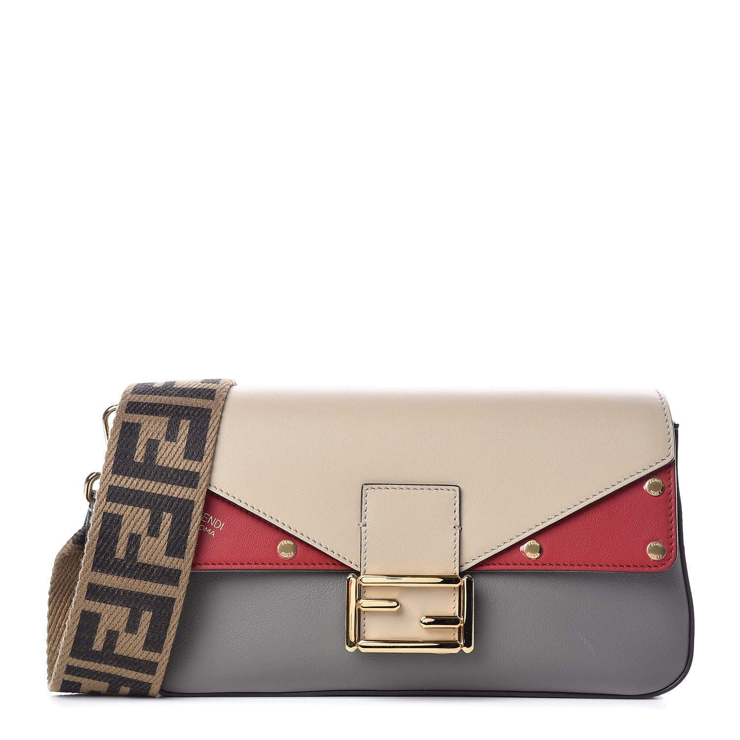 Fendi Vitello Grace FF 1974 Baguette Argilla Nuvola Fragola 1 of 10
