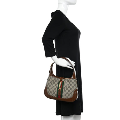 Gucci GG Supreme Monogram Azalea Calfskin Web Small Jackie 1961 Hobo Beige Ebony Brown Sugar 2 of 10