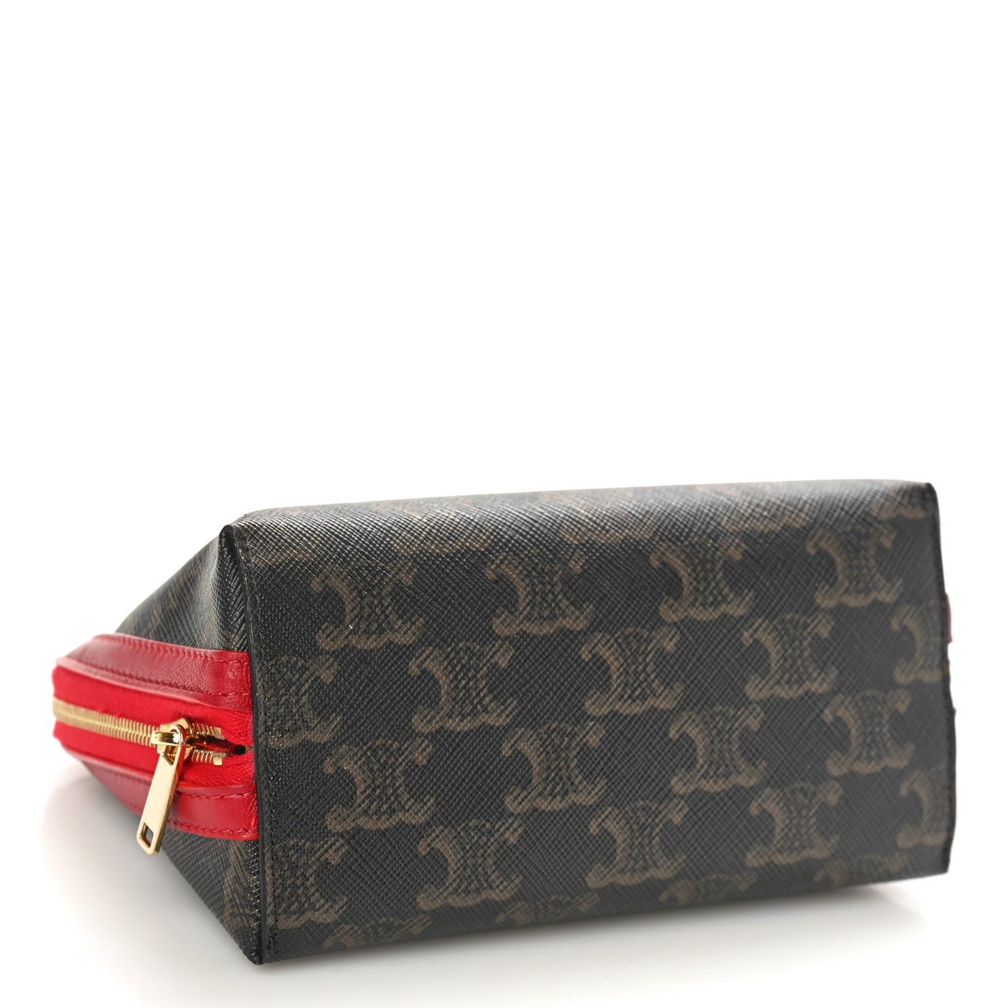 Lambskin Triomphe Canvas Clutch With Chain Red