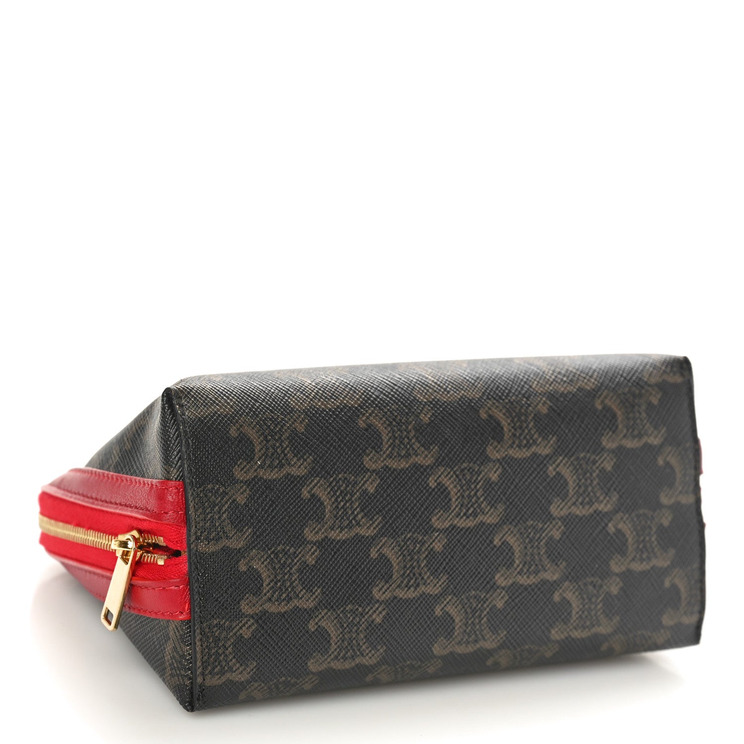 Celine Lambskin Triomphe Canvas Clutch With Chain Red 4 of 10