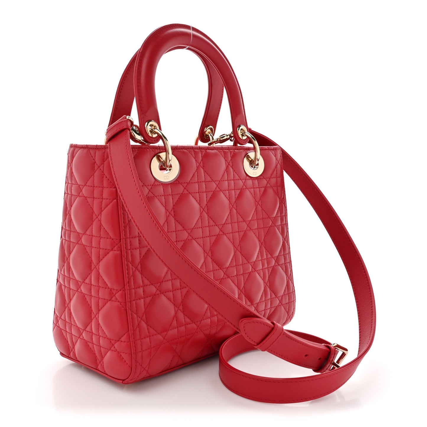 Lambskin Cannage Medium Lady Dior Red