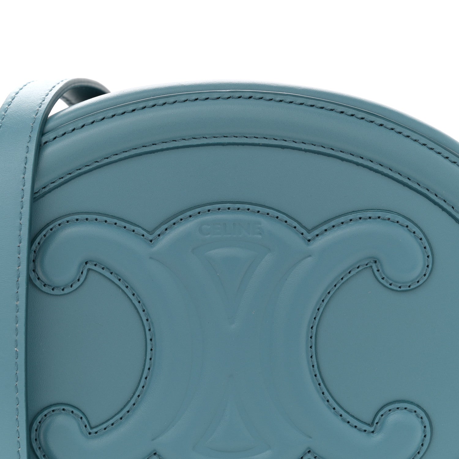 Celine Smooth Calfskin Cuir Triomphe Oval Bag Denim 8 of 11