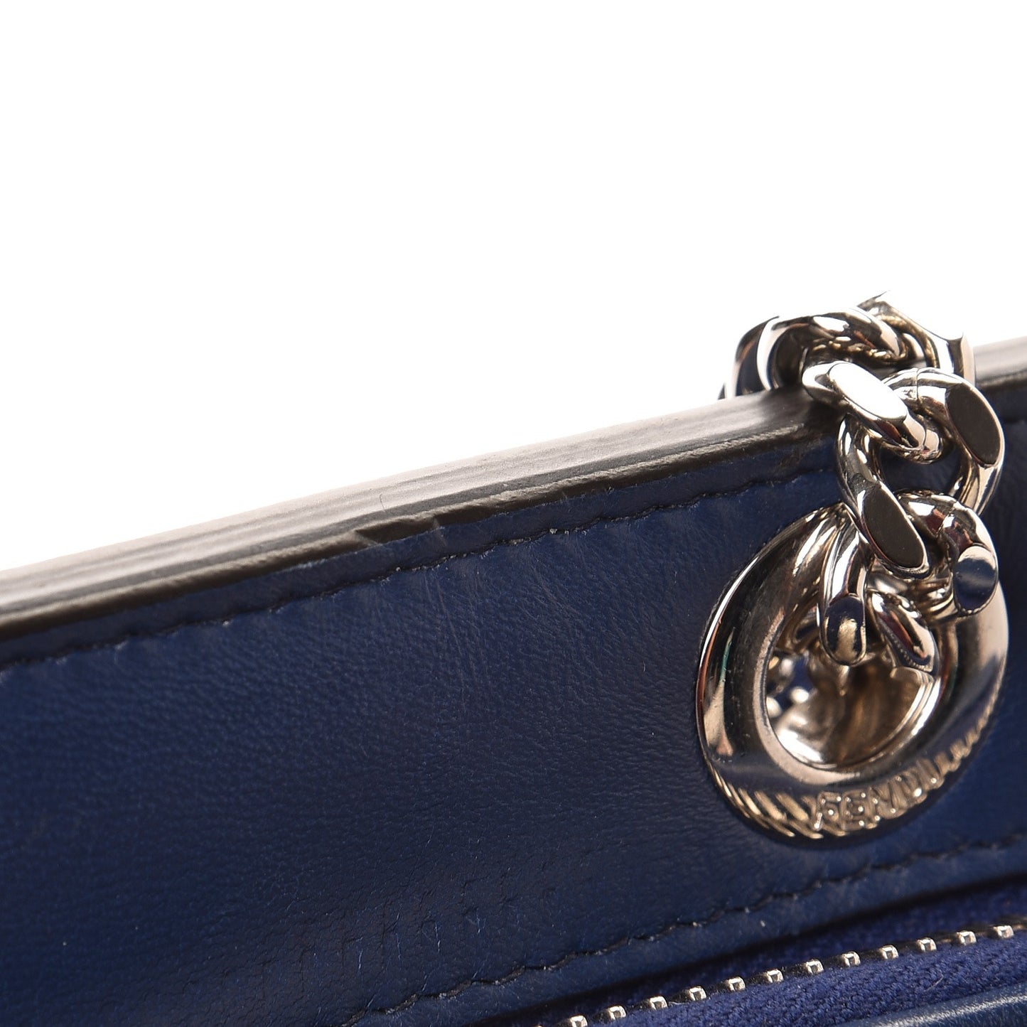 Shiny Nappa Trapuntata Small DotCom Click Chain Satchel Blue