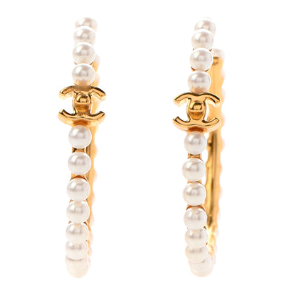 Chanel Pearl CC More Is More Hoop Earrings Gold 1 of 5