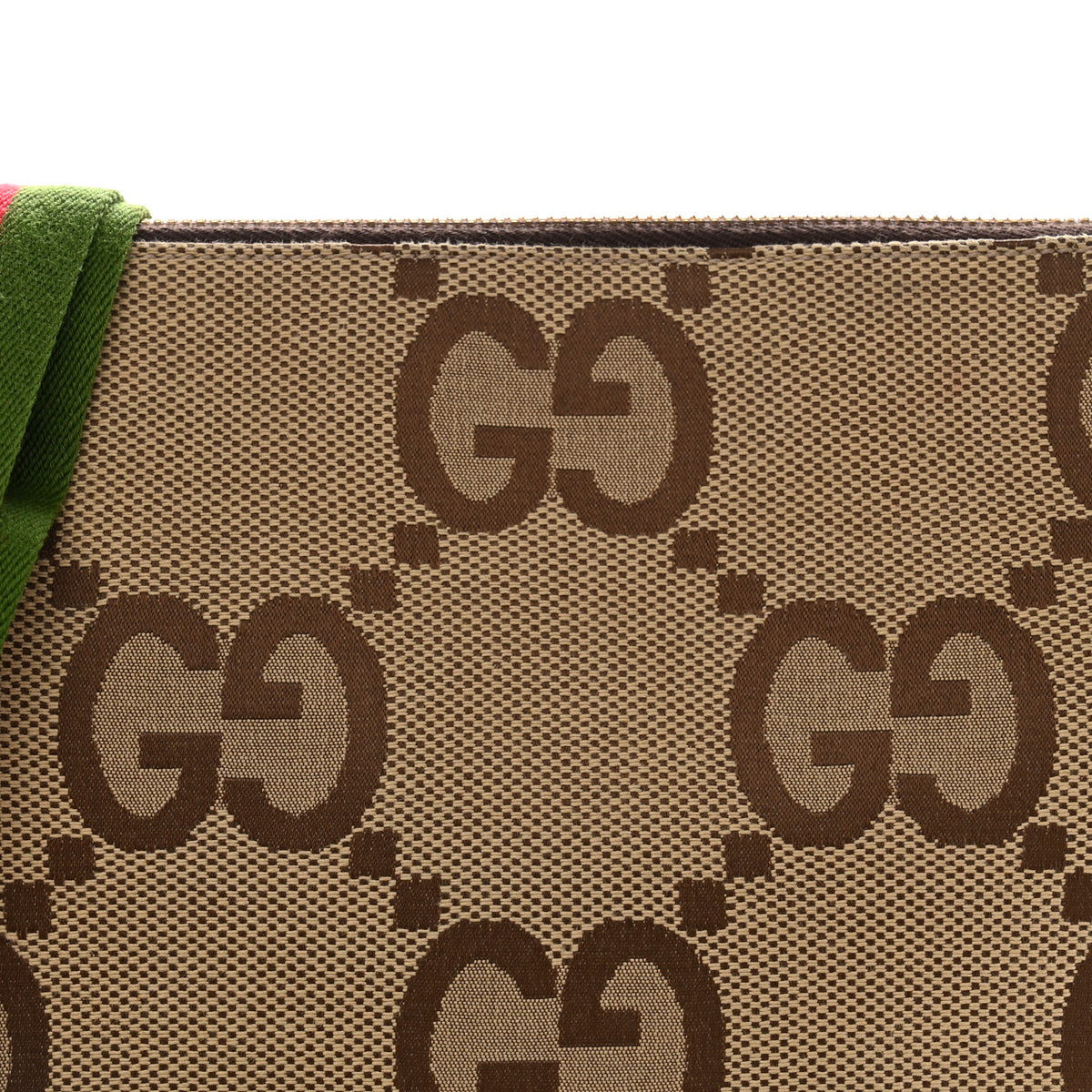 Monogram Jumbo GG Textured Dollar Calfskin Web Wristlet Messenger Bag Camel Ebony New Acero