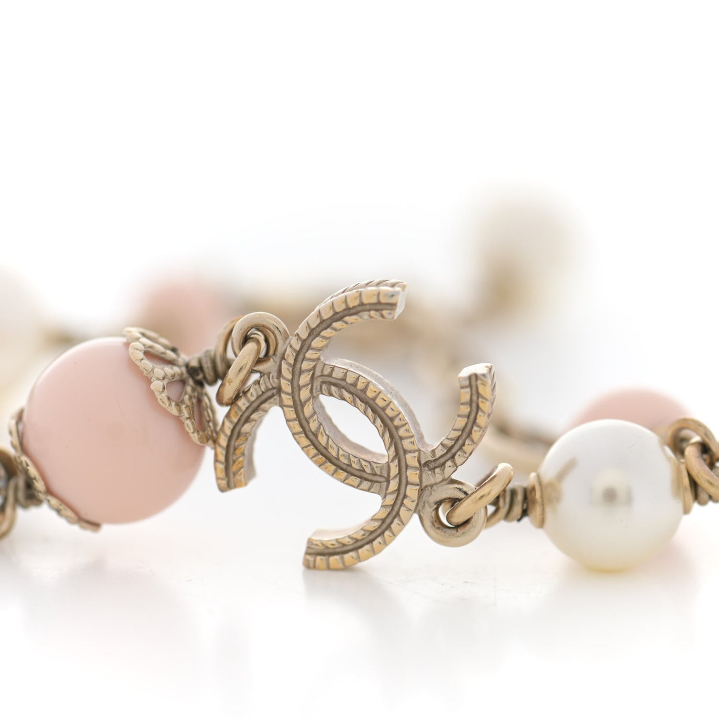 Enamel Pearl Beaded Camellia CC Bracelet Gold