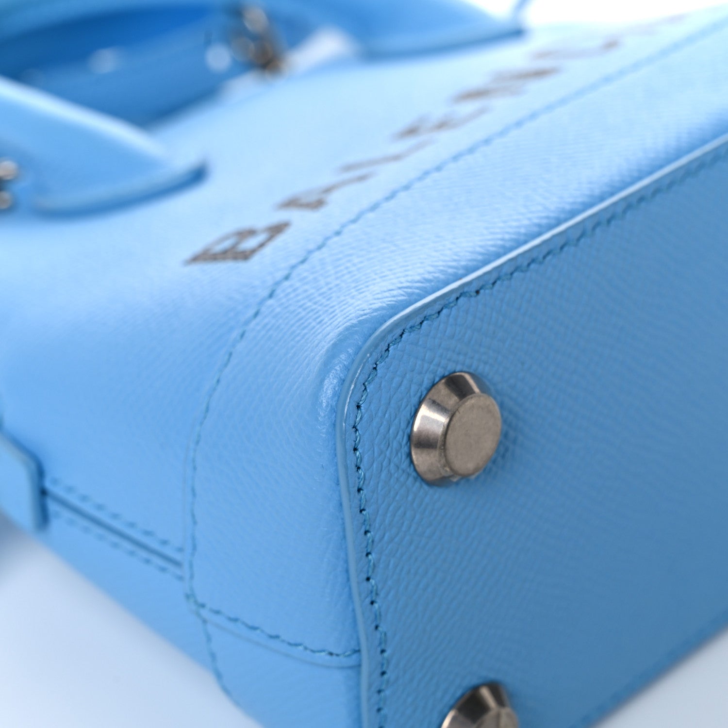 Balenciaga Signature Grained Calfskin Logo XXS Ville Top Handle Bag Baby Blue Black 7 of 20