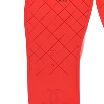 Chanel Lambskin Padded Pool Thong Sandals 39 Light 38 Red Pink 6 of 9