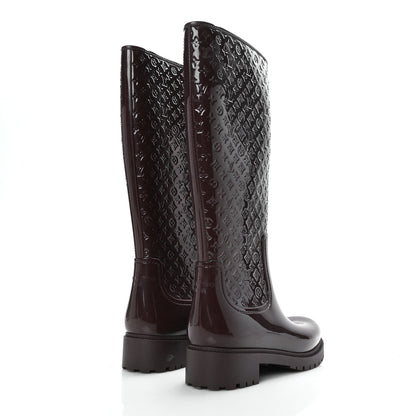 Louis Vuitton Rubber Embossed Monogram Splash Rain Boots 38 Burgundy 4 of 9