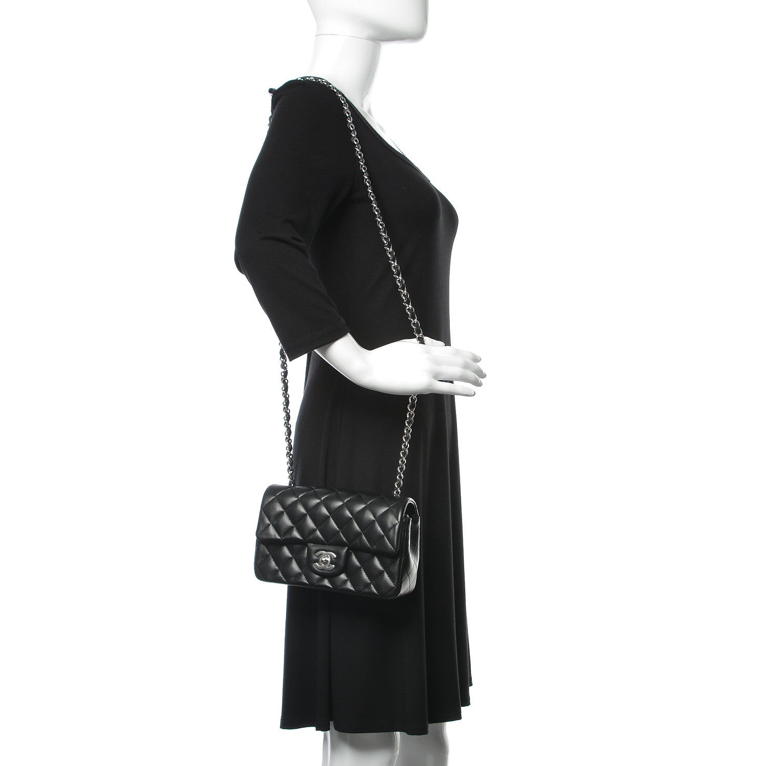 Chanel Lambskin Quilted Mini Rectangular Flap Black 2 of 11