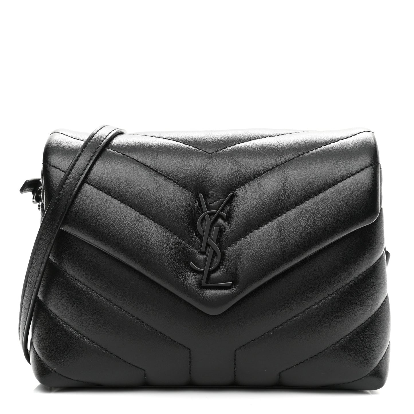 Calfskin Y Quilted Monogram Toy Loulou Crossbody Bag Black