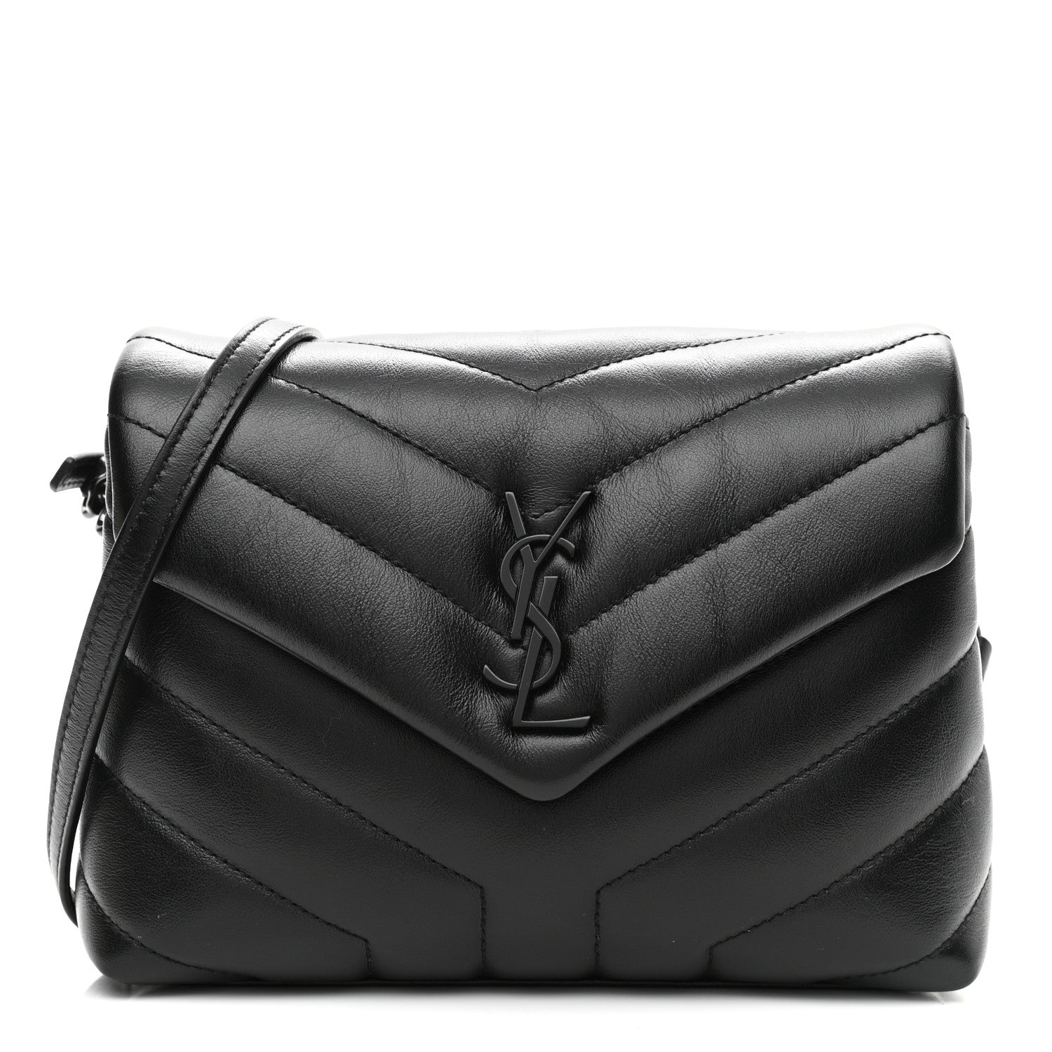 Saint Laurent Calfskin Y Quilted Monogram Toy Loulou Crossbody Bag Black 1 of 8
