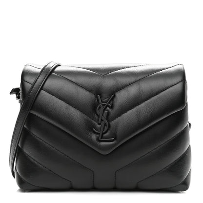 Saint Laurent Calfskin Y Quilted Monogram Toy Loulou Crossbody Bag Black 1 of 8