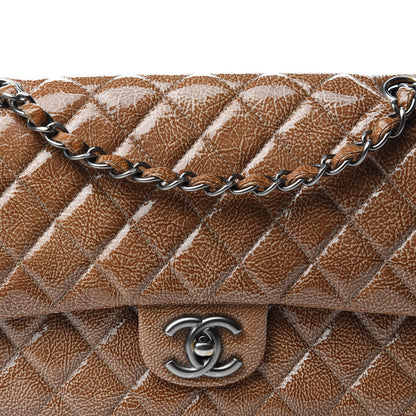 Chanel Crinkled Patent Quilted Medium Double Flap Brown 11 of 11