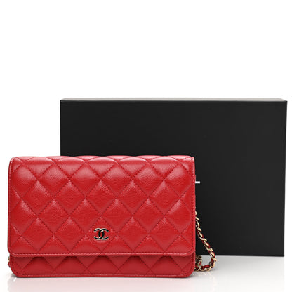 Chanel Caviar Quilted Wallet On Chain WOC Red 10 of 10