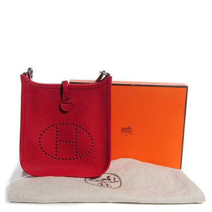 Hermes Taurillon Clemence Amazone Evelyne TPM Rouge Casaque Crevette 5 of 15