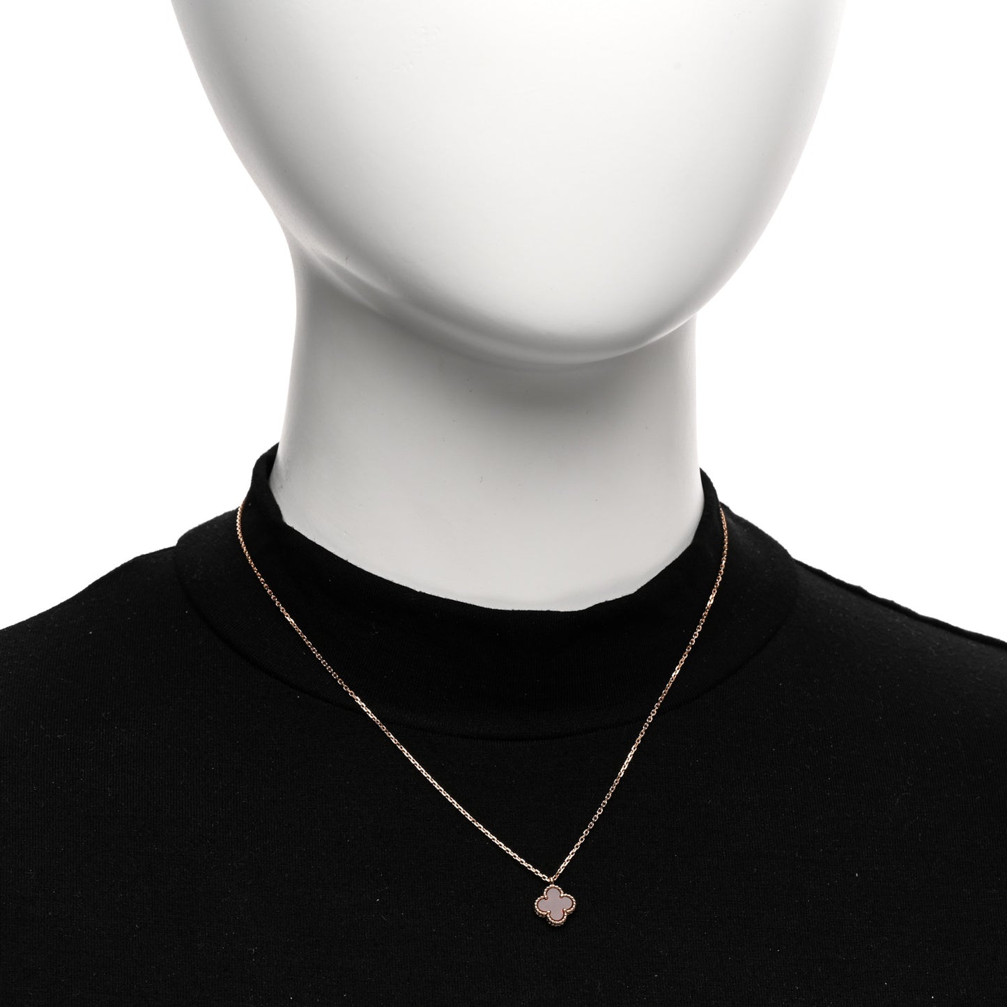 VAN CLEEF & ARPELS 18K Rose Gold Carnelian Sweet Alhambra Pendant Necklace