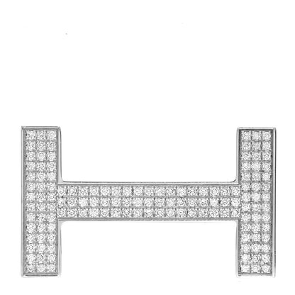 Hermes 18K White Gold Diamond Belt Buckle 1 of 3
