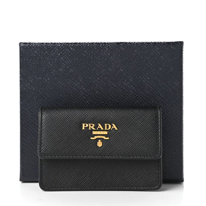 Prada Saffiano Metal Flap Card Holder Black 10 of 10