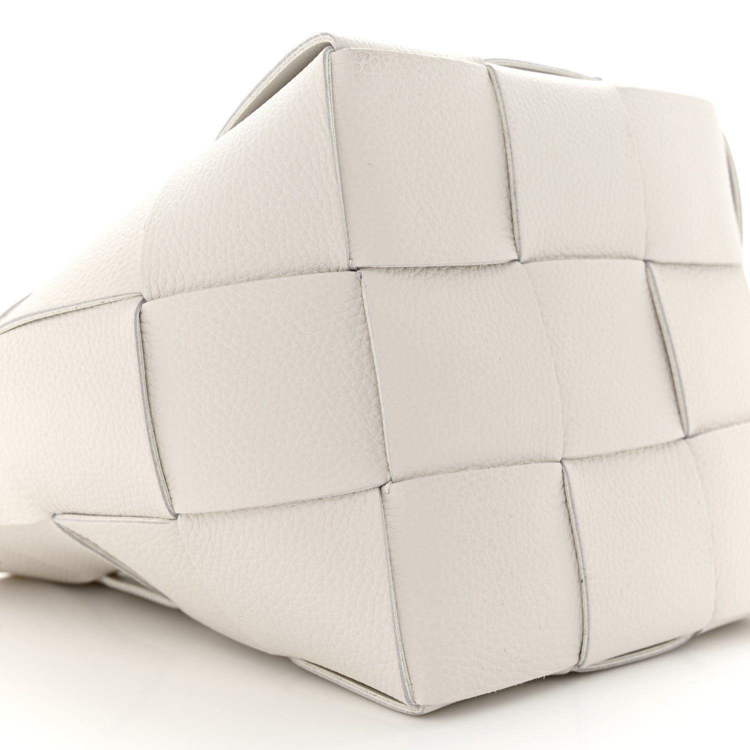 Bottega Veneta Lambskin Maxi Intrecciato Small Cassette Crossbody Bucket Bag White 8 of 9