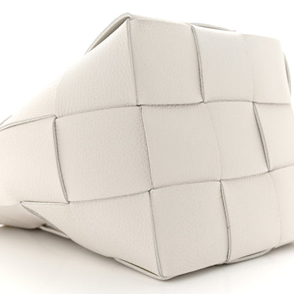 Bottega Veneta Lambskin Maxi Intrecciato Small Cassette Crossbody Bucket Bag White 8 of 9