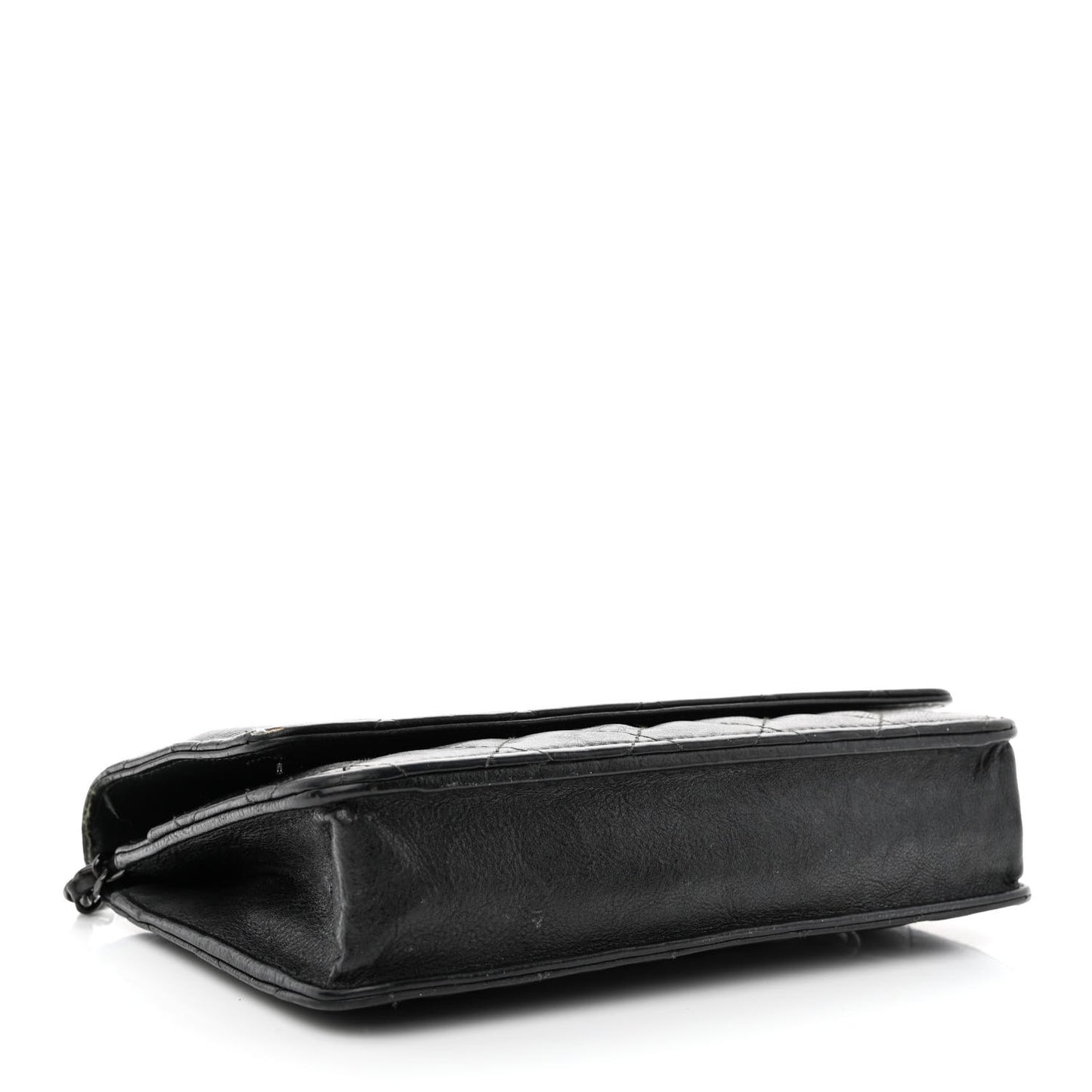 Crumpled Calfskin Quilted Wallet On Chain WOC So Black