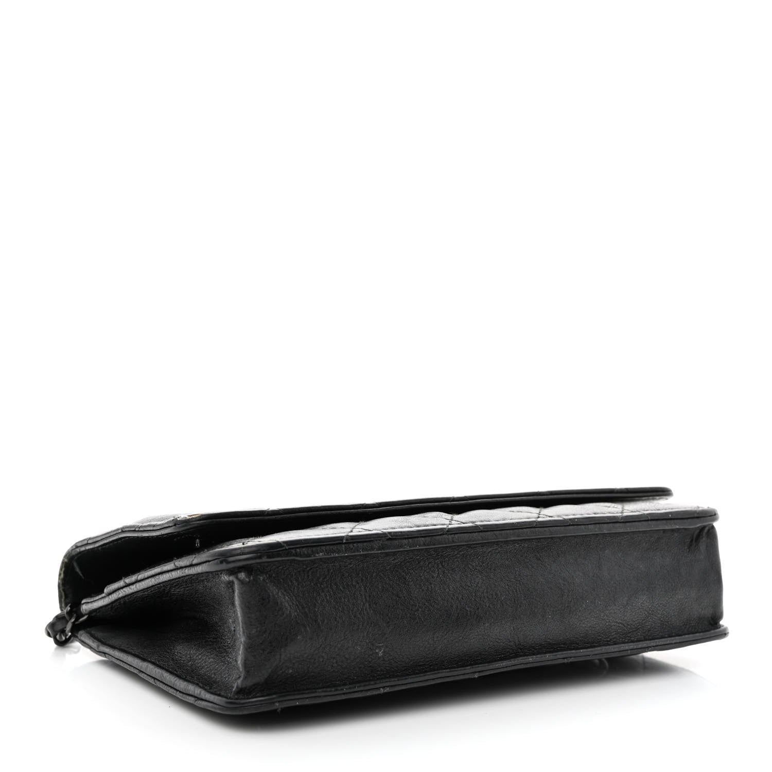 Chanel Crumpled Calfskin Quilted Wallet On Chain WOC So Black 4 of 17