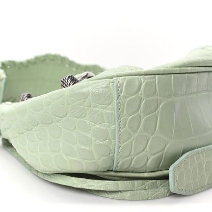 Balenciaga Extra Supple Calfskin Crocodile Embossed Le Cagole Shoulder Bag XS Light Green 9 of 10