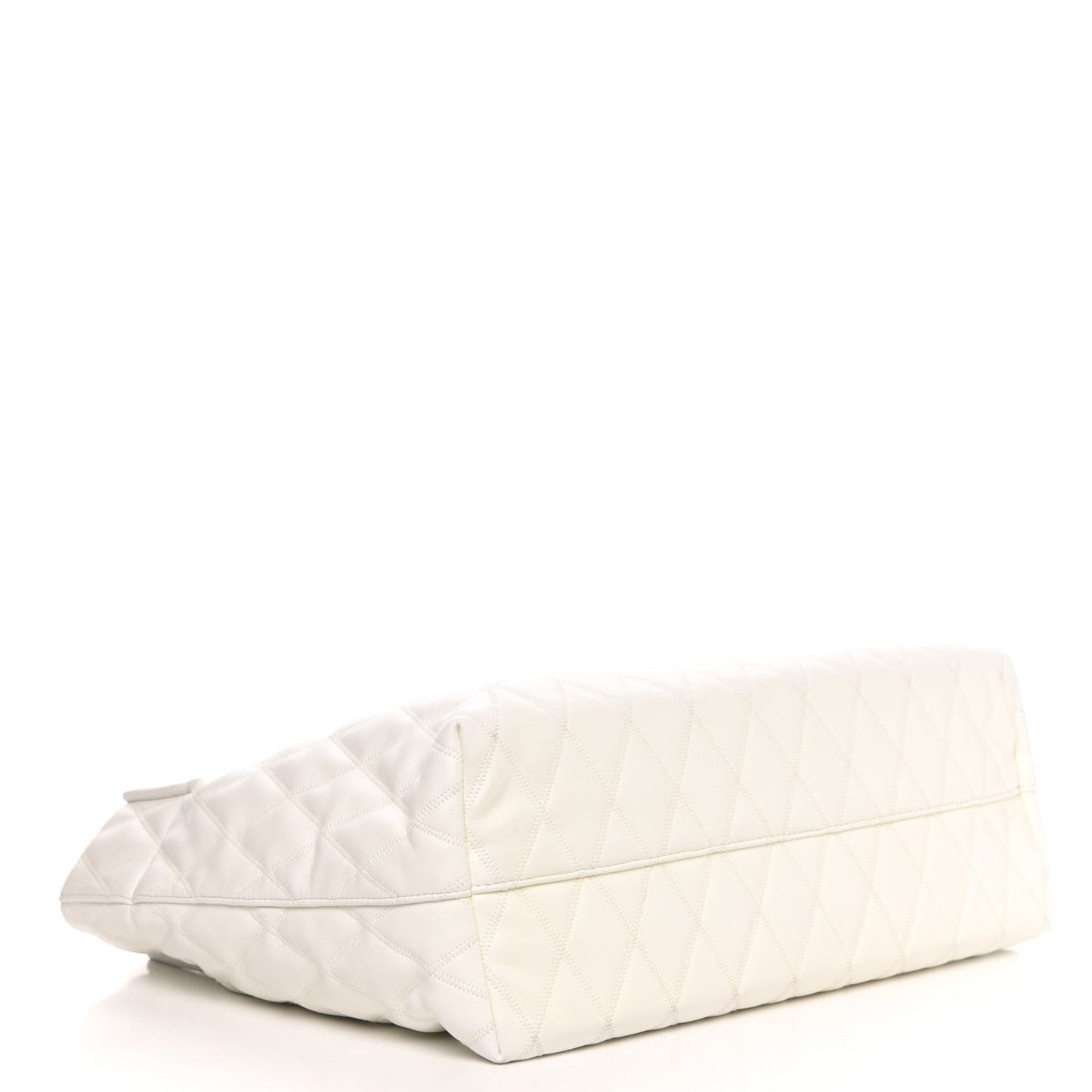 Rubber Effect Canvas Quilted Duo Shopper Tote White