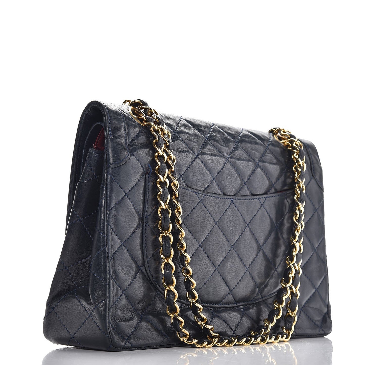 Lambskin Medium Double Flap Navy