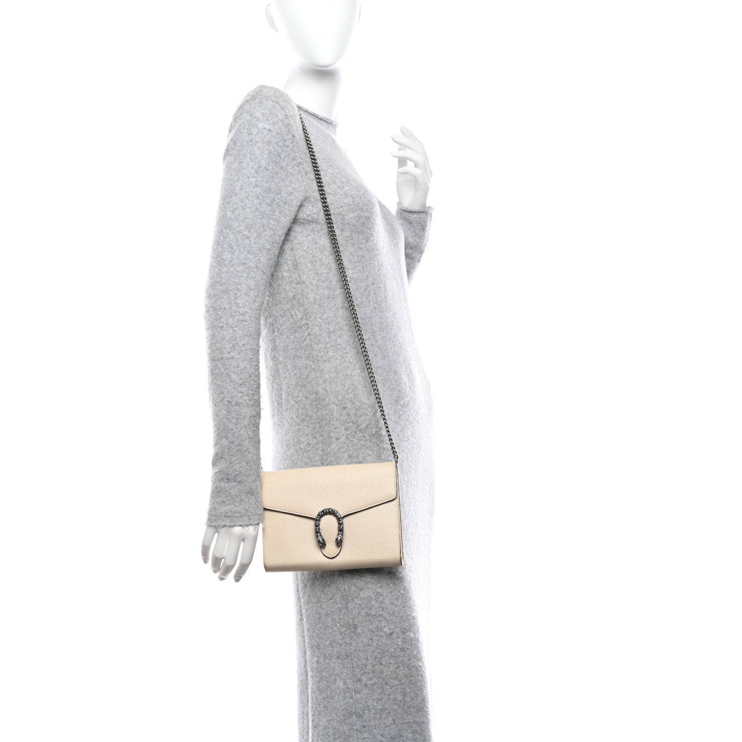 Gucci Dollar Calfskin Mini Dionysus Chain Wallet Mystic White 2 of 19