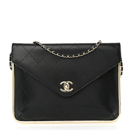 Chanel Grained Calfskin Envelope Clutch With Chain WOC Black 1 of 11
