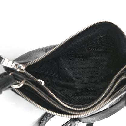 Prada Vitello Daino Double Zip Crossbody Bag Black 5 of 12