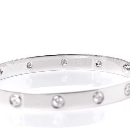 Cartier 18K White Gold 10 Diamond LOVE Bracelet 17 4 of 8
