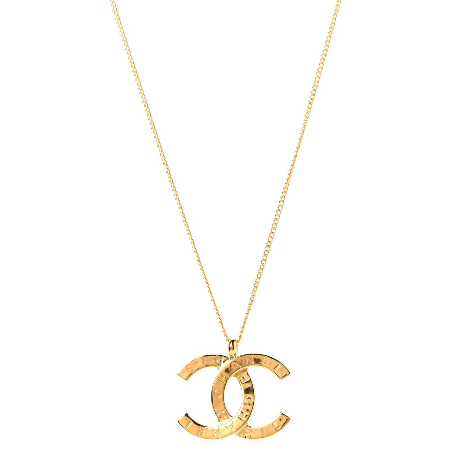 Chanel Metal CC Paris Button Necklace Gold 1 of 4