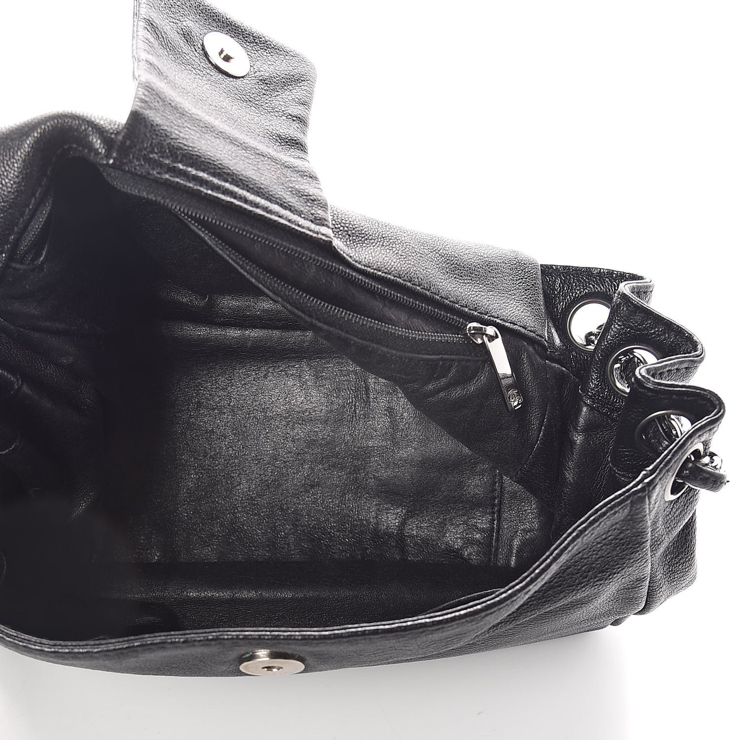 Metallic Goatskin Luxe Ligne Flap Black