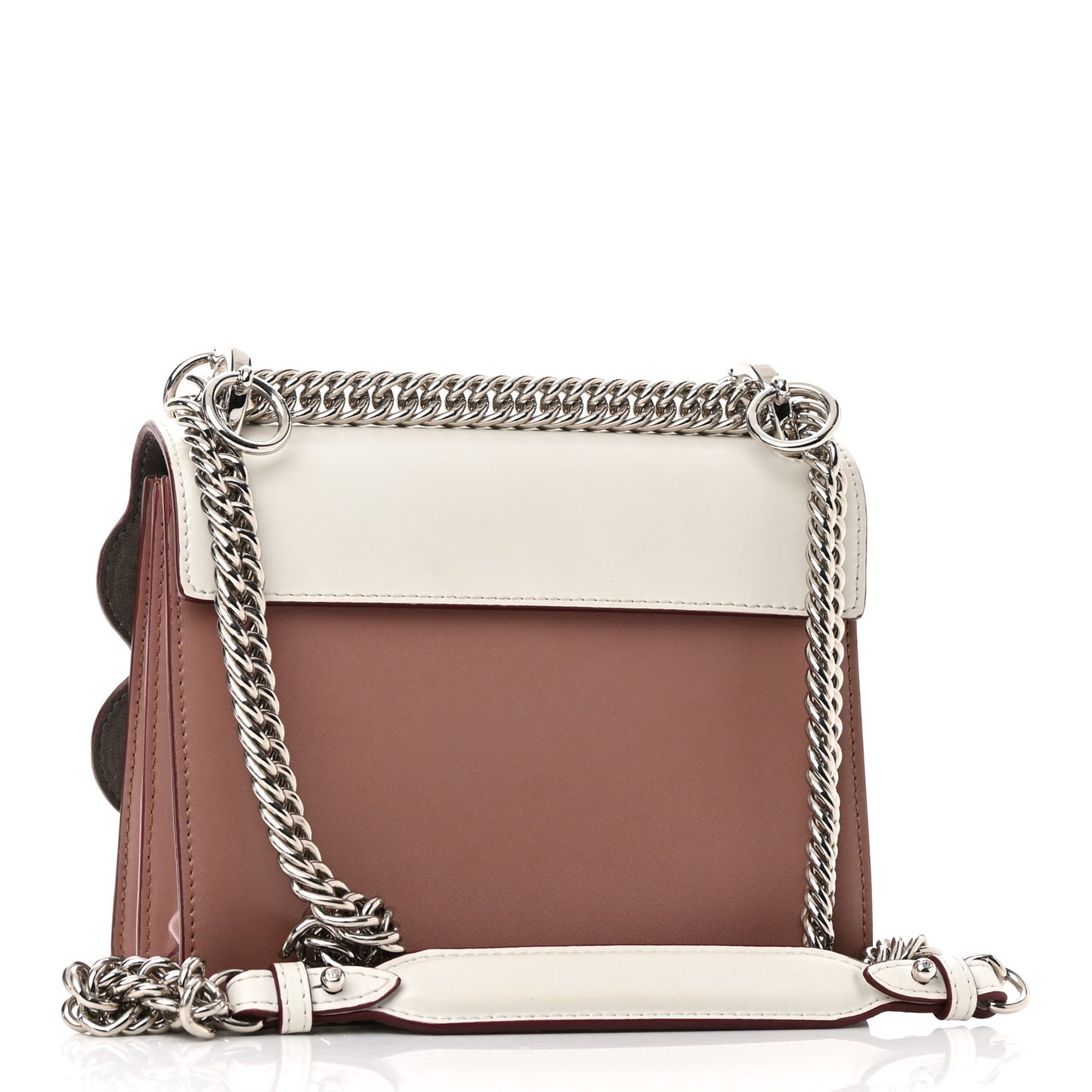 Calfskin Crystal Studded Small Kan I Shoulder Bag English Rose White