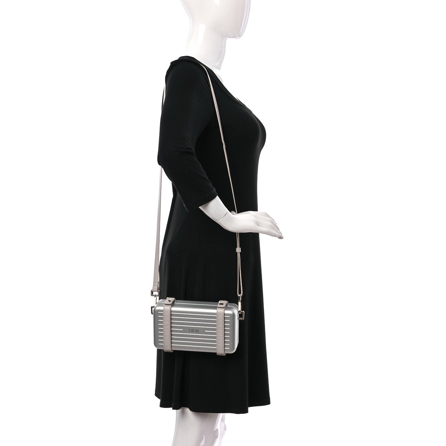 X RIMOWA Aluminum Personal Clutch On Strap Silver