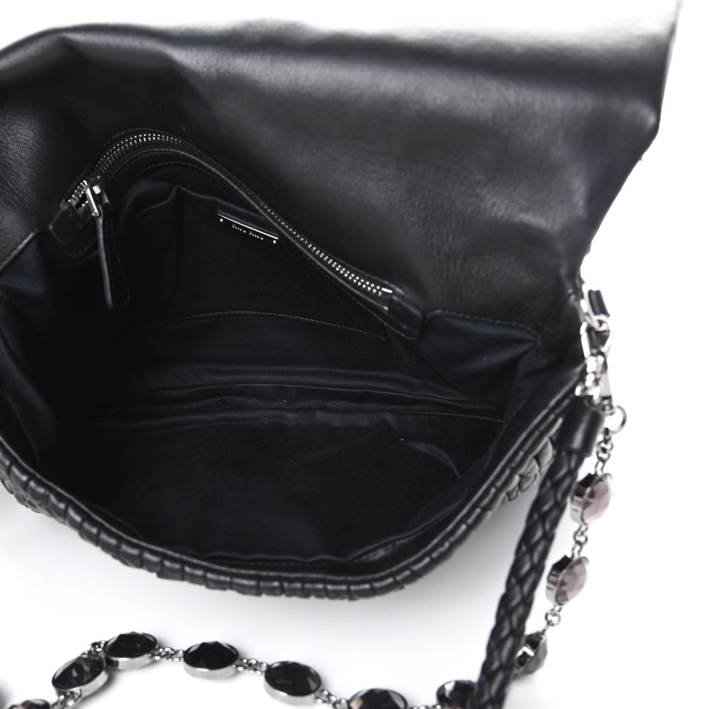 Nappa Matelasse Crystal Flap Clutch Black