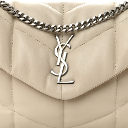 Saint Laurent Lambskin Quilted Toy Loulou Puffer Monogram Chain Satchel Crema Soft 8 of 11
