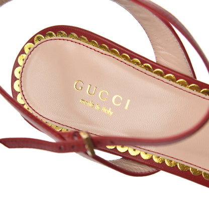Gucci Nappa Queen Margaret Mid Heel Sandals 40 Hibiscus Red 6 of 11